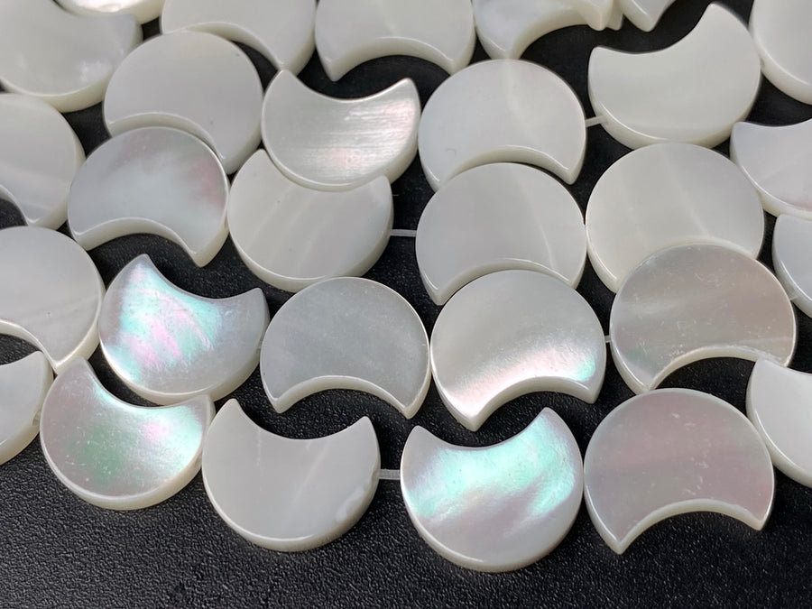 15.5" 9x11mm Natural white MOP moon beads,white mother of pearl