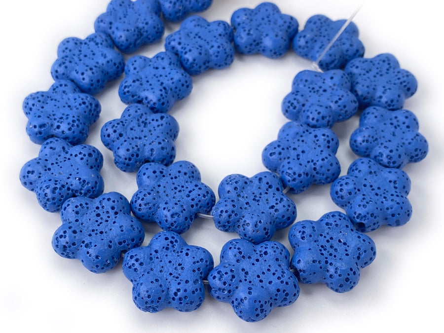 19mm Dark blue color Lava flower beads for jewelry making, 15.5"