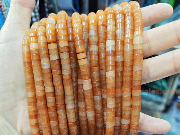 15.5" 3x6mm natural Red aventurine Heishi Disc jewelry beads