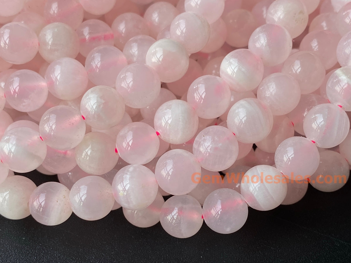 15.5" 8mm natural pink color calcite stone round beads