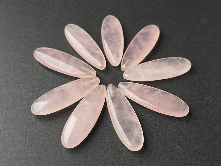 2PCS 10x30mm natural rose quartz Marquise/teardrop beads half drilled