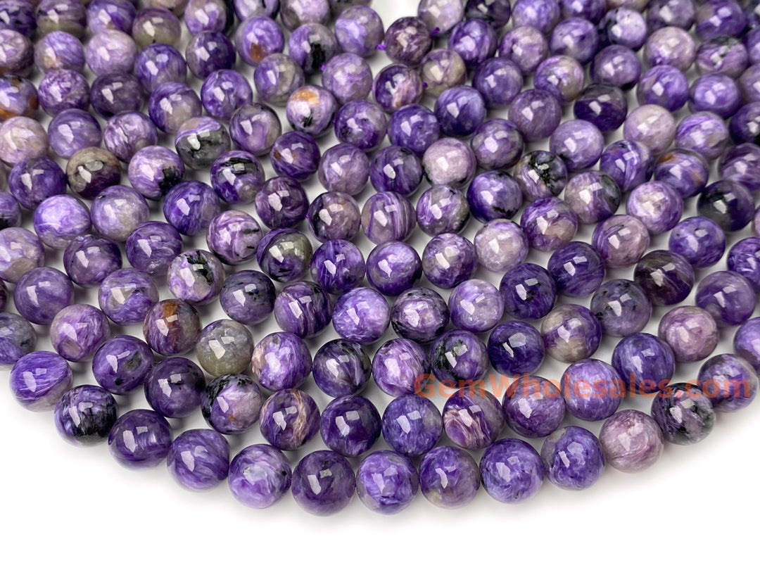 15.5" AA 10mm natural purple charoite stone round beads