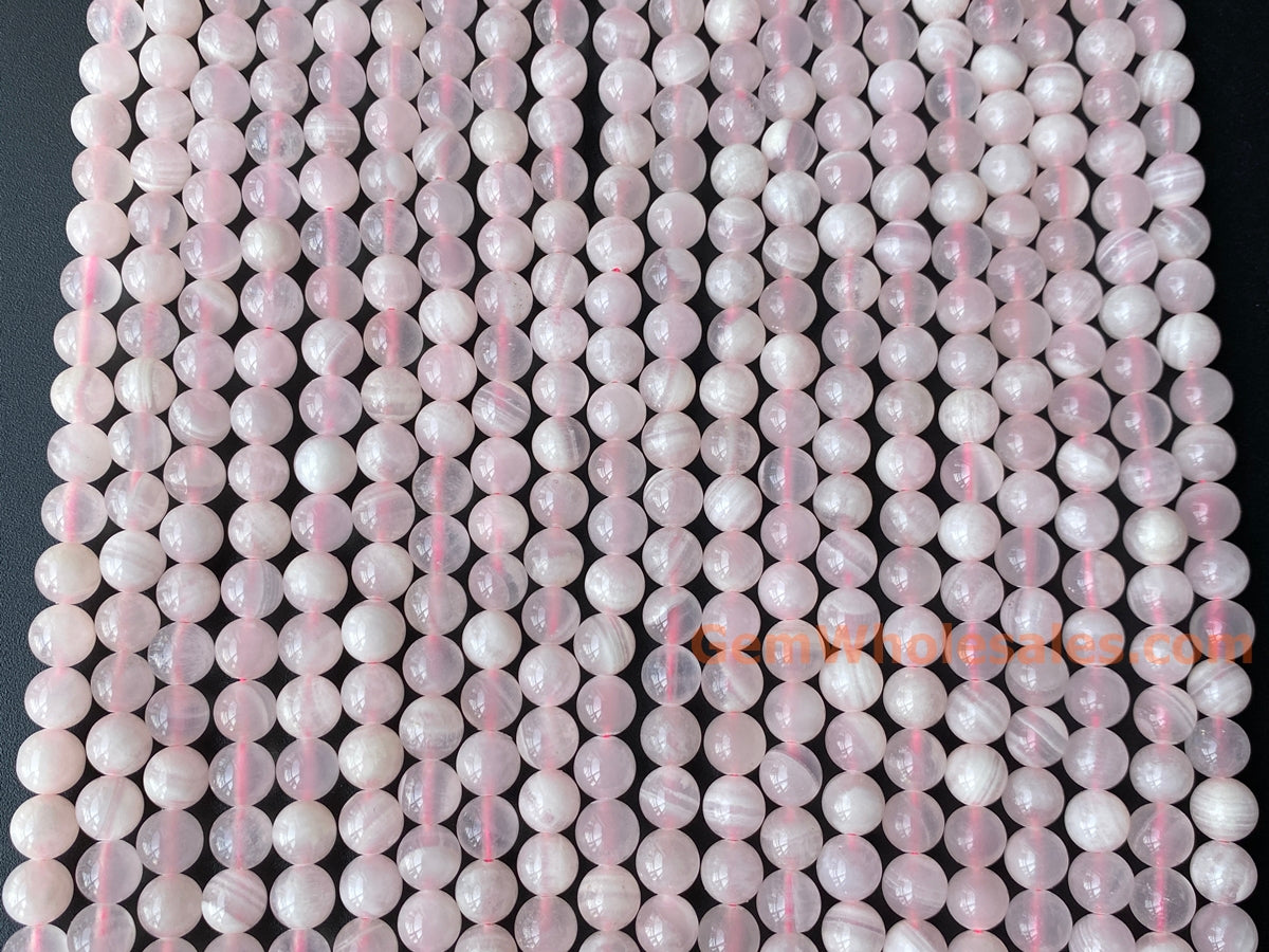 15.5" 8mm natural pink color calcite stone round beads