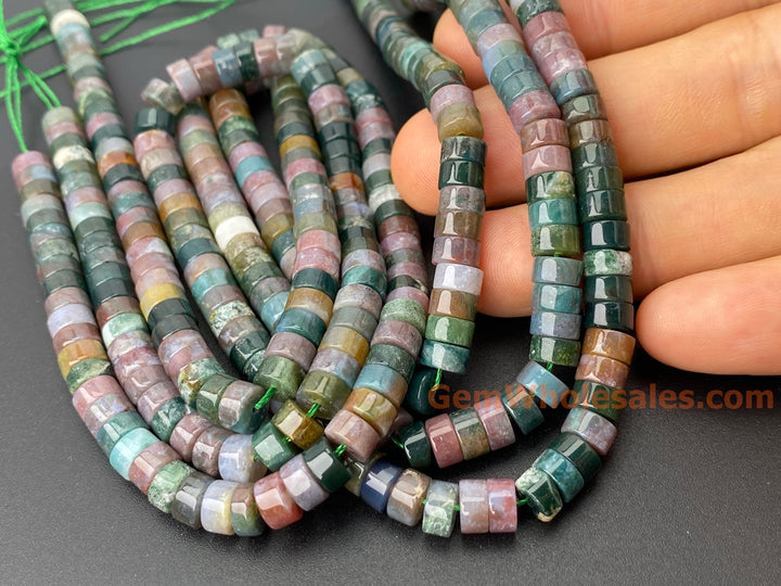 15" 3x6mm Natural Indian agate heishi beads for jewelry making