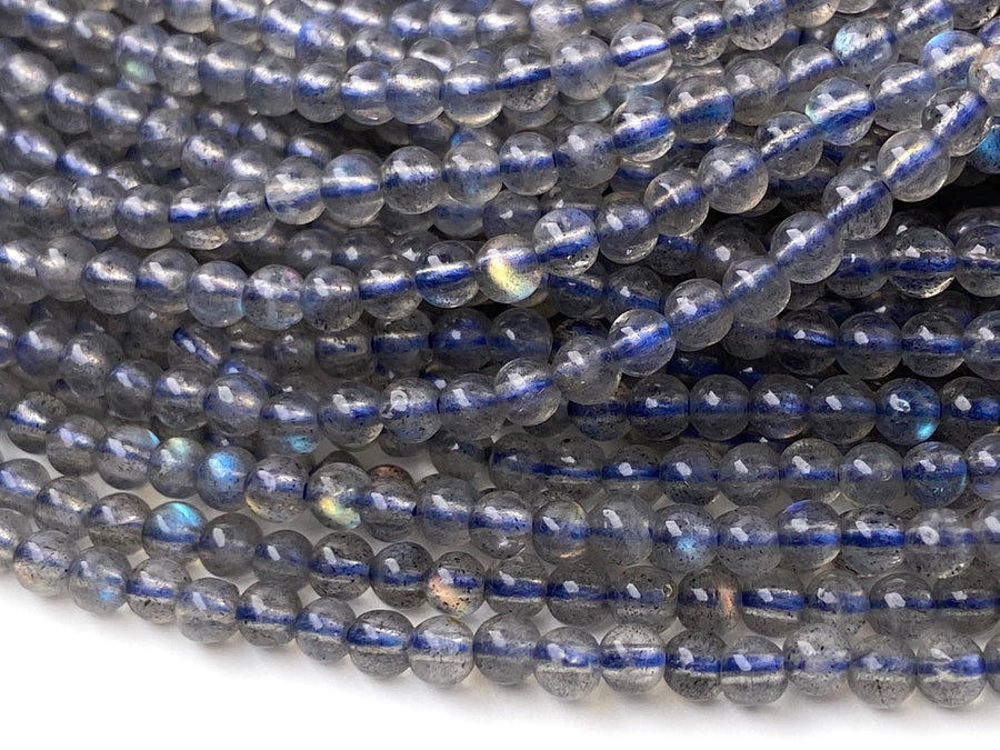 15.5" 3mm AA natural rainbow grey Labradorite stone round beads