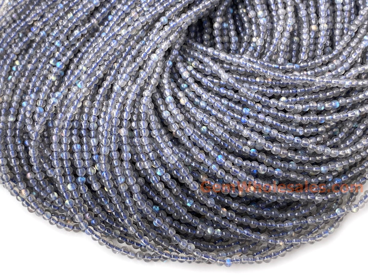 15.5" 3mm AA natural rainbow grey Labradorite stone round beads