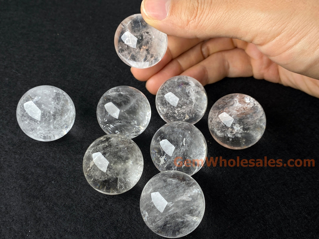 30mm Natural rock quartz sphere, undrilled crystal ball