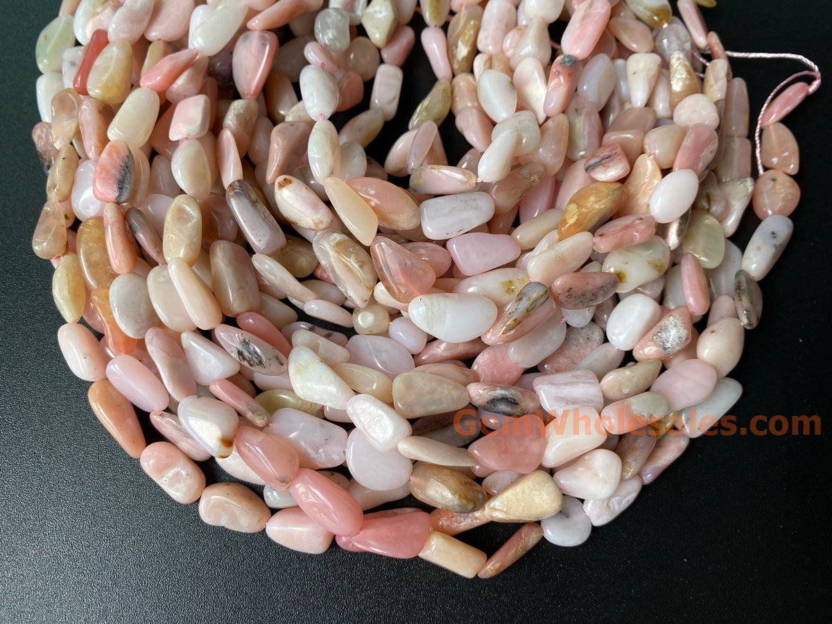 15.5" 10~15mm Natural Pink opal stone polished nuggets beads