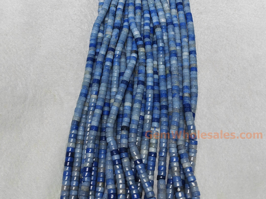 15.5" 3x6mm natural blue aventurine Heishi Disc jewelry beads
