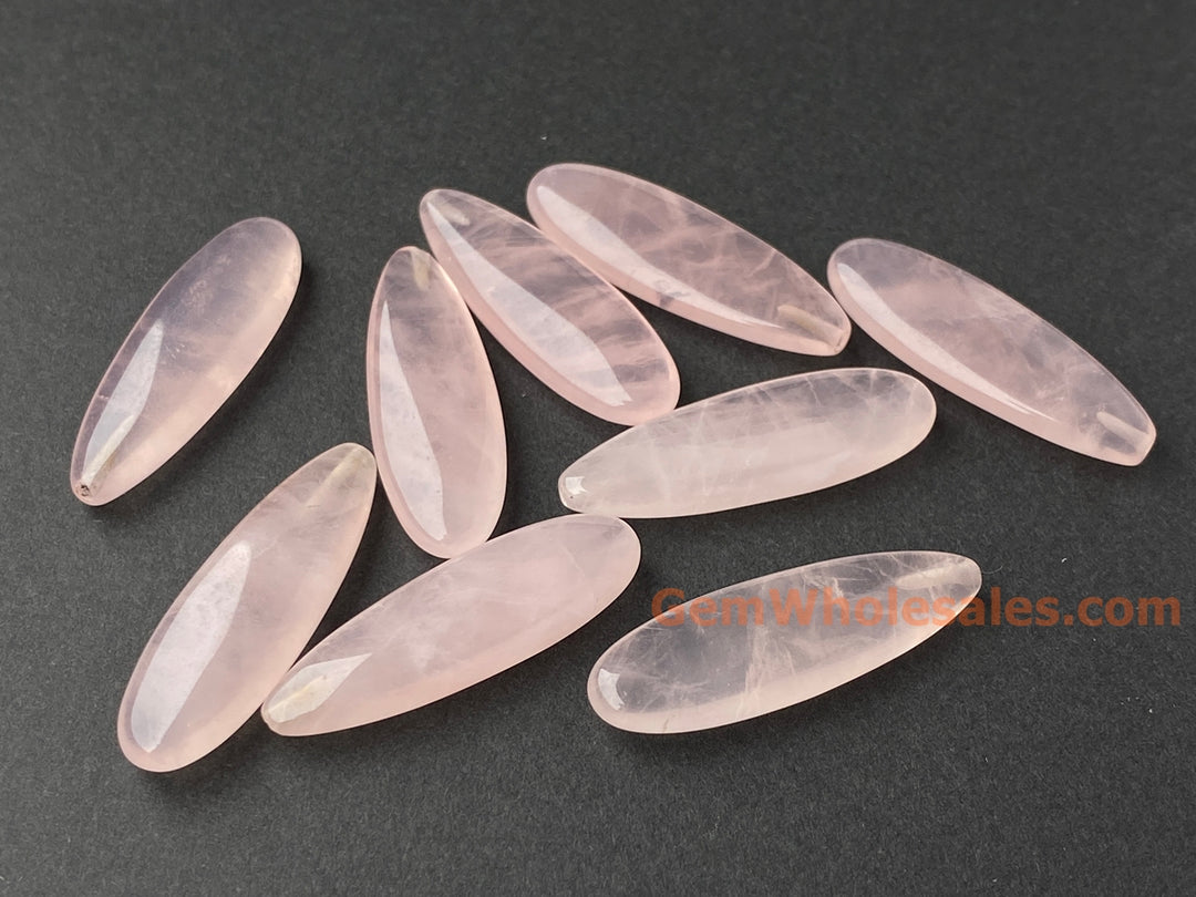 2PCS 10x30mm natural rose quartz Marquise/teardrop beads half drilled