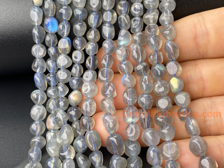15.5" 6x8mm AA Natural Labradorite stone pebble beads