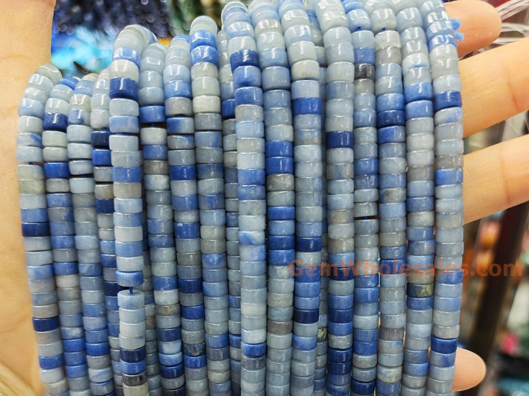 15.5" 3x6mm natural blue aventurine Heishi Disc jewelry beads
