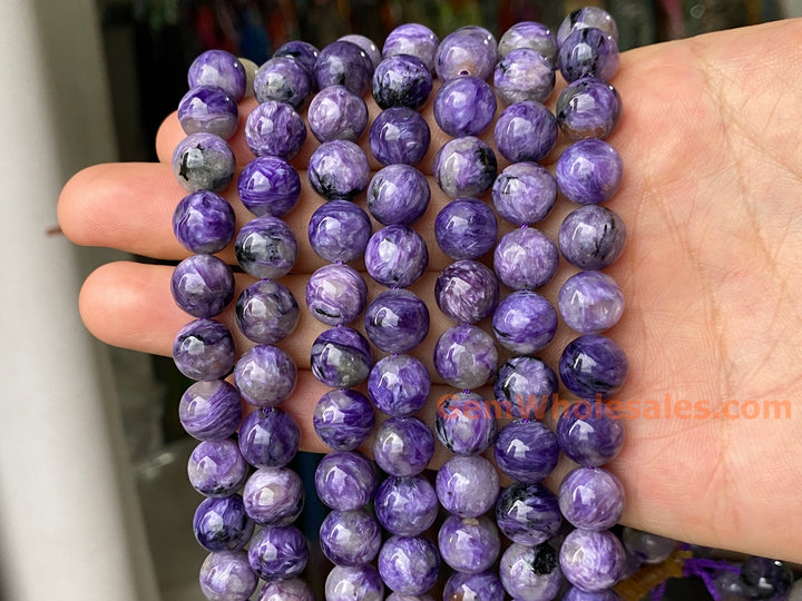 15.5" AA 10mm natural purple charoite stone round beads