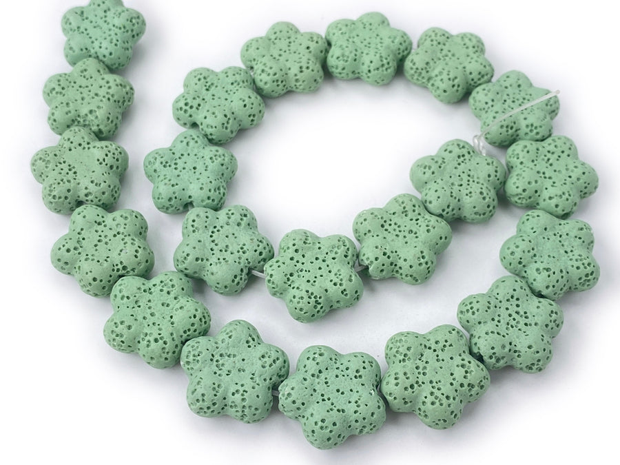 19mm Green color Lava flower beads for jewelry making, 15.5"
