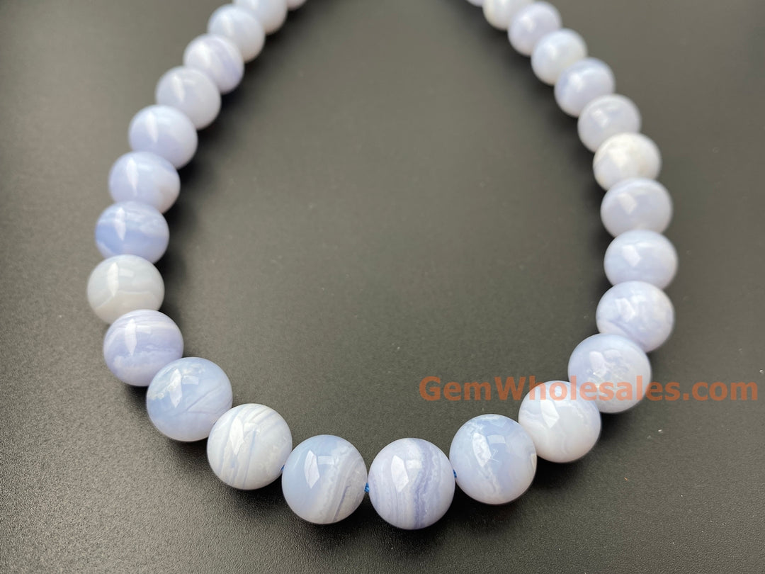 12mm natural blue lace Agate Round jewelry beads, 15.5"