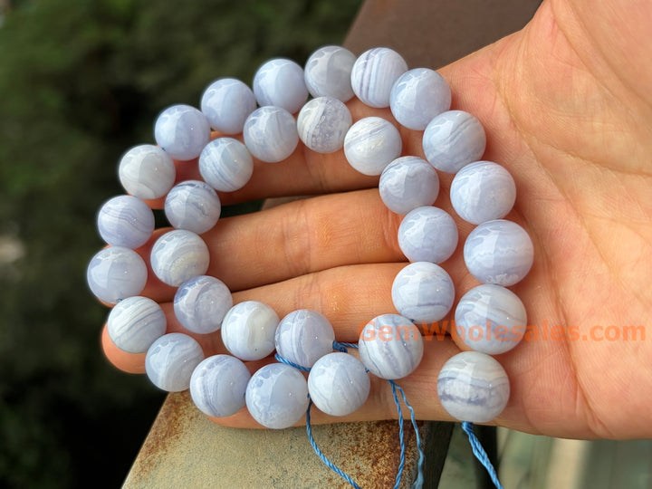 12mm natural blue lace Agate Round jewelry beads, 15.5"