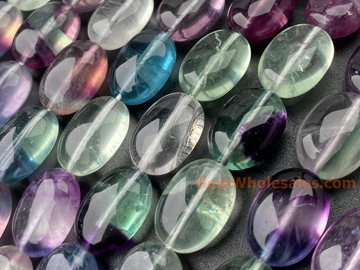 15.5" AA 10x14mm natural Rainbow fluorite stone oval jewelry beads