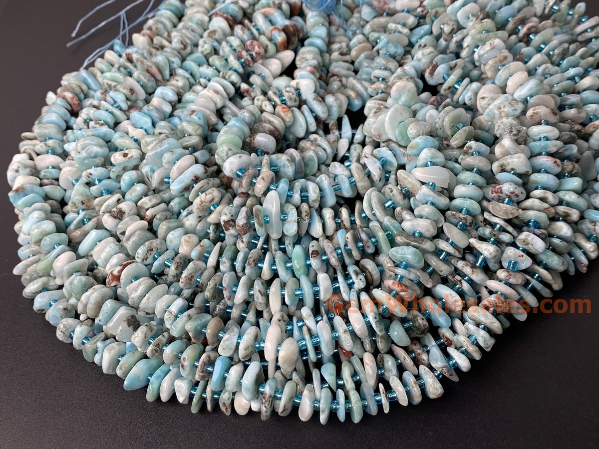 15.5" 8x10mm Natural genuine larimar nuggets chips beads