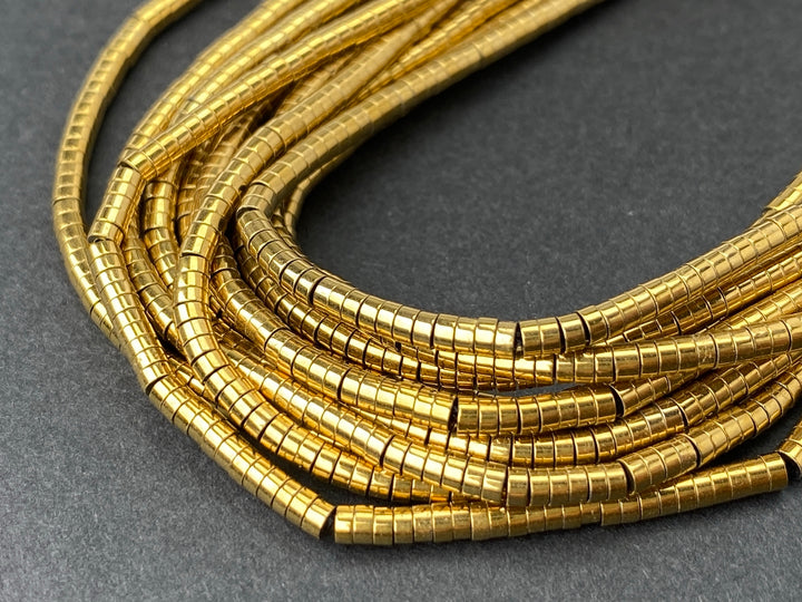 1x2mm Gold hematite heishi beads