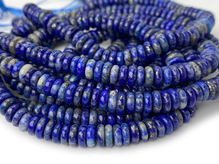 15.25" 2x6mm Natural lapis lazuli stone rondelle heishi spacer beads
