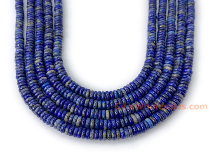 15.25" 2x6mm Natural lapis lazuli stone rondelle heishi spacer beads