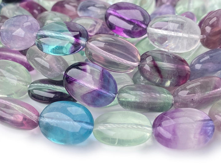 15.5" AA 10x14mm natural Rainbow fluorite stone oval jewelry beads