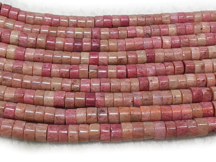 15.5" 3x6mm natural Rhodonite stone Heishi Disc jewelry beads