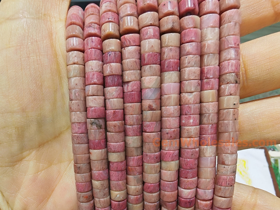15.5" 3x6mm natural Rhodonite stone Heishi Disc jewelry beads