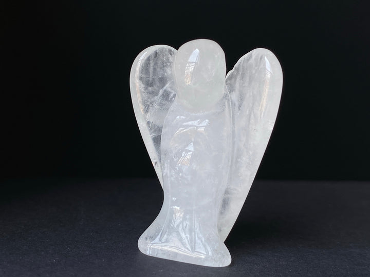36x28mm Rock quartz Angel, Carved crystal pocket Guardian Angel 1.5"