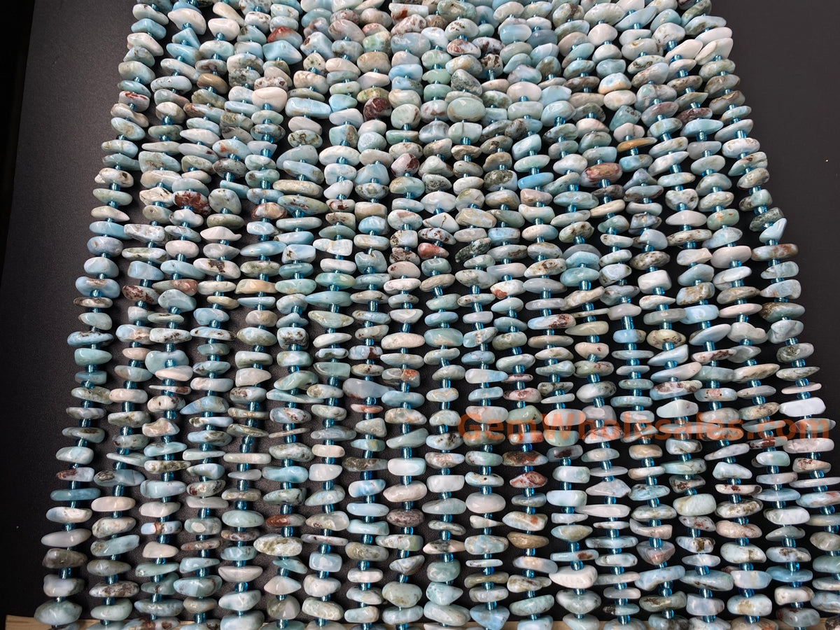 15.5" 8x10mm Natural genuine larimar nuggets chips beads