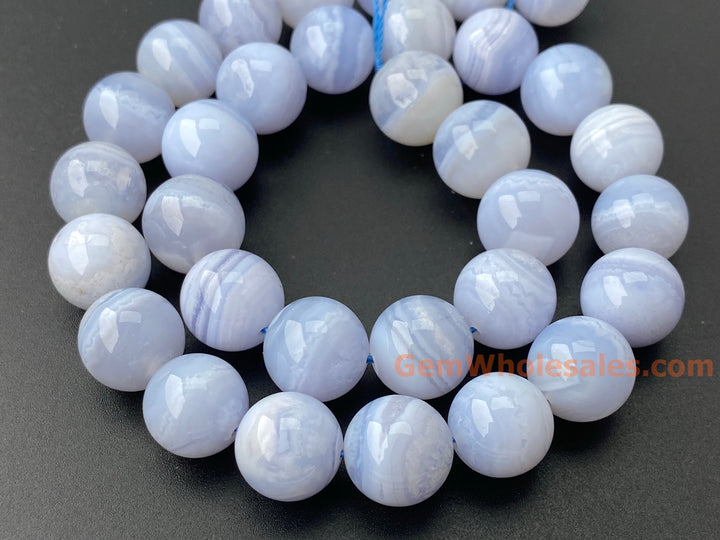 12mm natural blue lace Agate Round jewelry beads, 15.5"