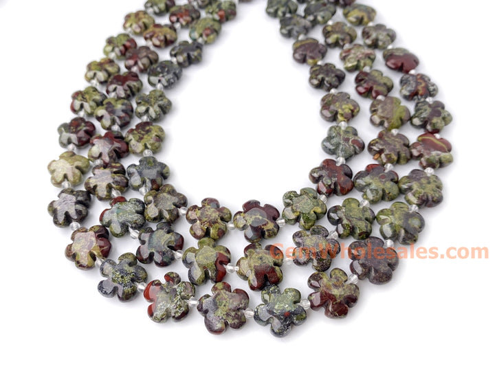 15.5" 15mm/20mm natural Australia dragon blood jade flower beads
