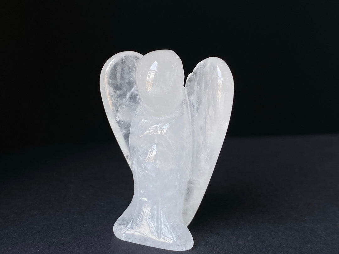 36x28mm Rock quartz Angel, Carved crystal pocket Guardian Angel 1.5"