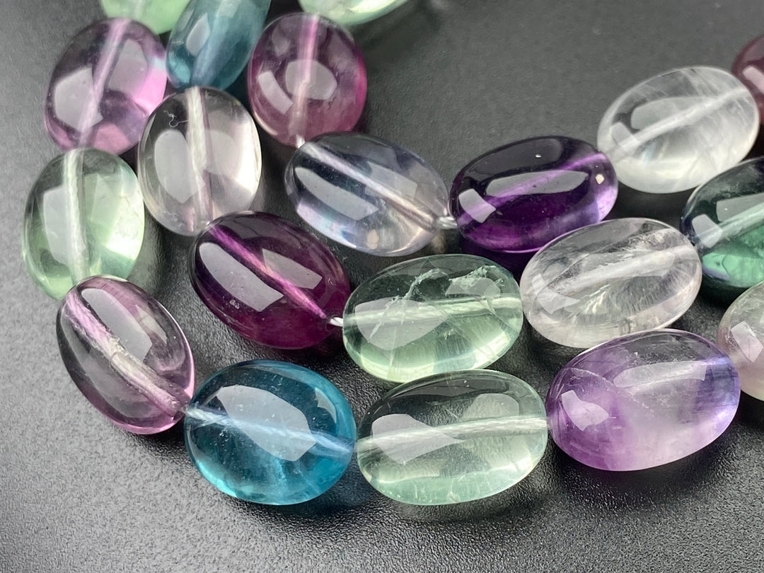 15.5" AA 10x14mm natural Rainbow fluorite stone oval jewelry beads
