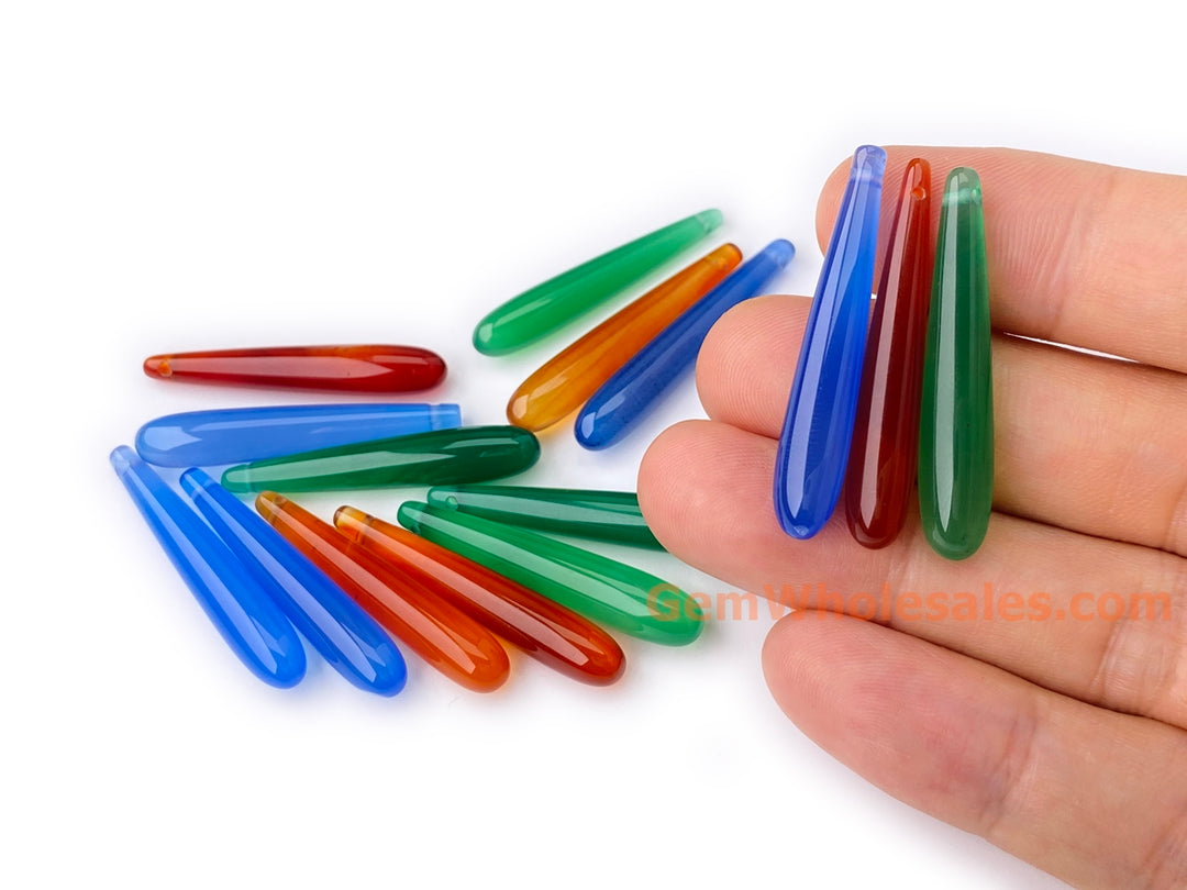 1pair 6x35mm red agate/onyx teardrop beads, side hole drilled