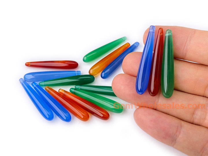 1pair 6x35mm red agate/onyx teardrop beads, side hole drilled