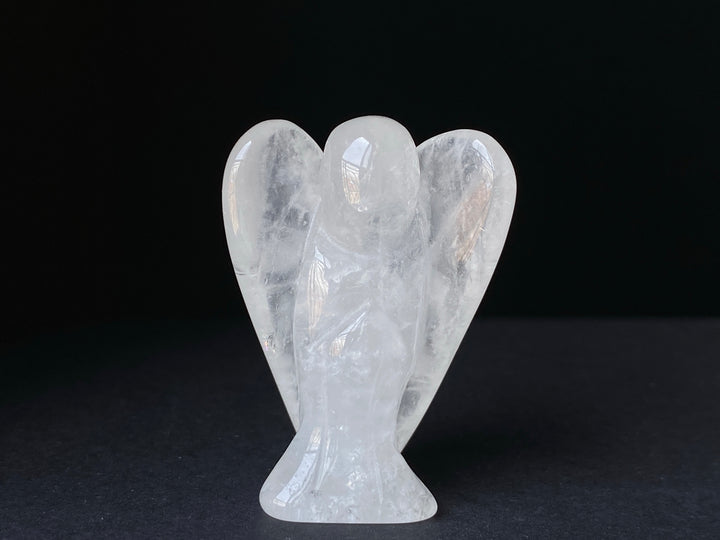 36x28mm Rock quartz Angel, Carved crystal pocket Guardian Angel 1.5"