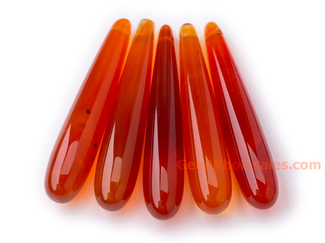 1pair 6x35mm red agate/onyx teardrop beads, side hole drilled