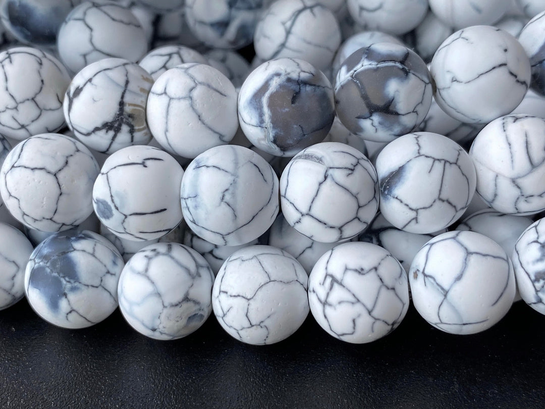15" 10mm frosted white dream fire dragon veins Agate Round beads