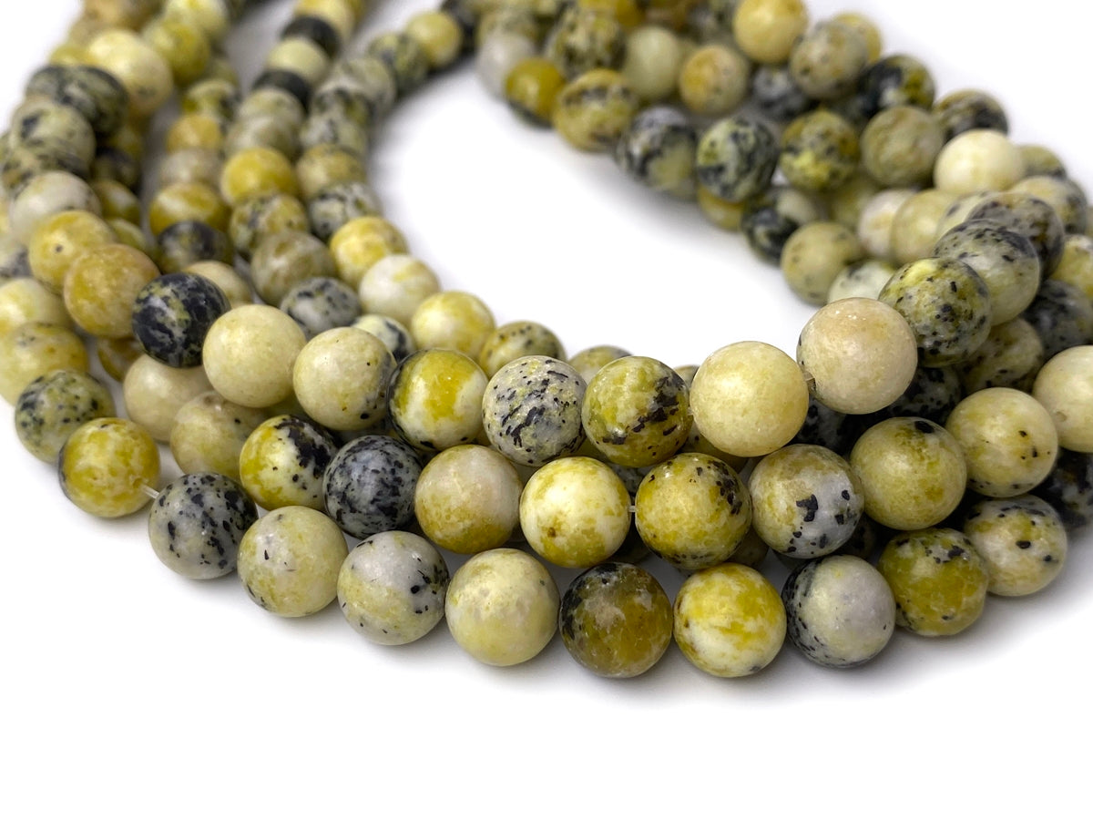 15" 8mm Natural yellow grass turquoise stone round beads