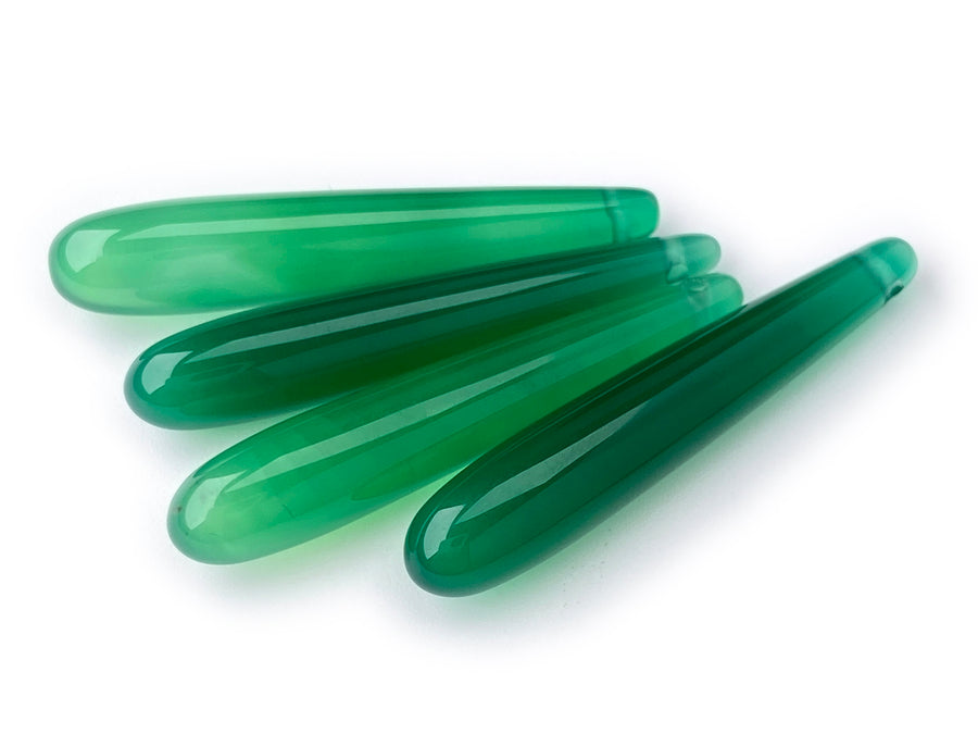 6x35mm green agate teardrop beads