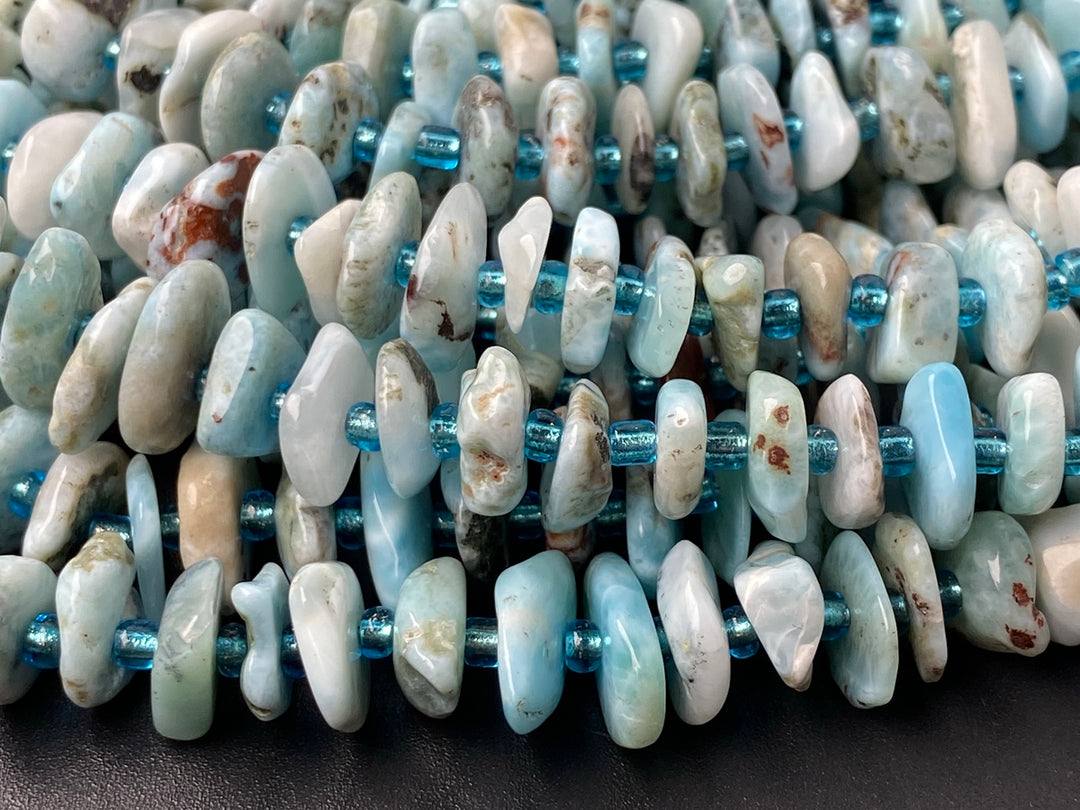 15.5" 8x10mm Natural genuine larimar nuggets chips beads
