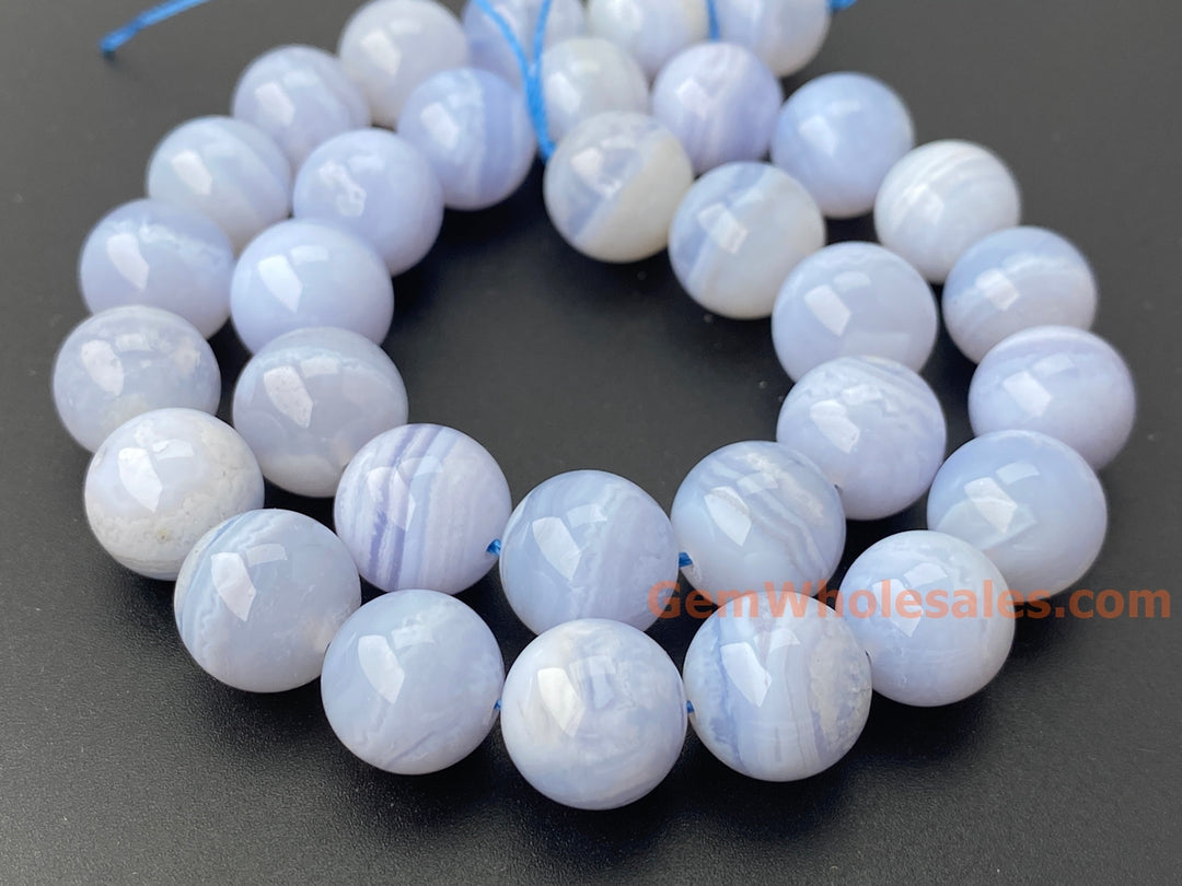 12mm natural blue lace Agate Round jewelry beads, 15.5"