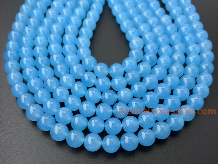15" 12mm light blue Malaysian jade Round beads