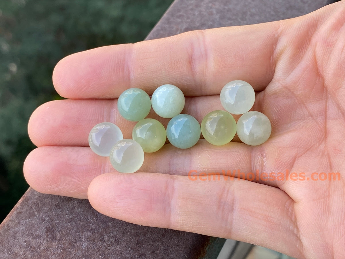 10PCS 10mm natural new jade undrilled green round single stone beads