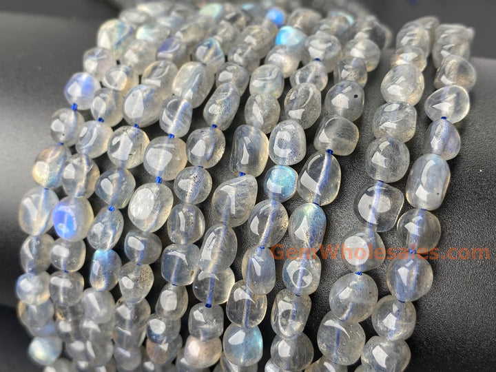 15.5" 6x8mm AA Natural Labradorite stone pebble beads