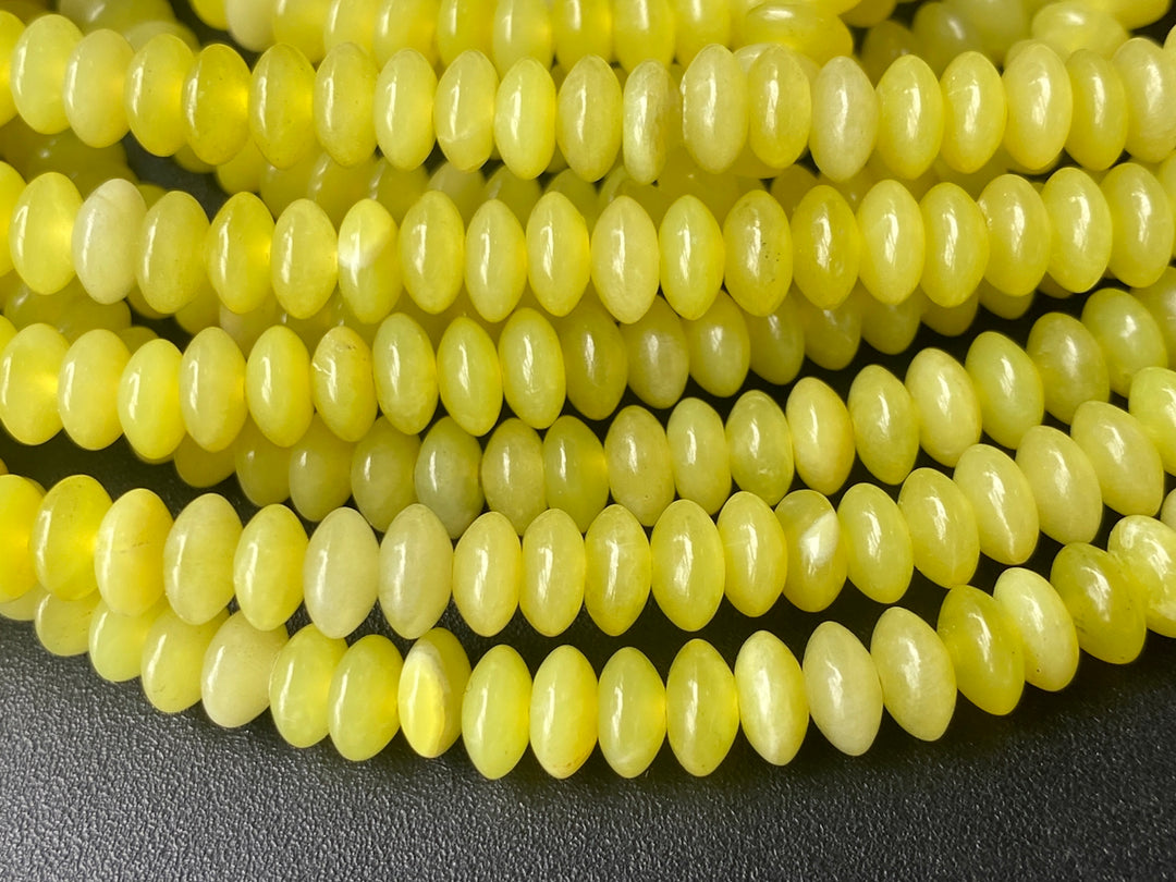 Perles rondelles, disques et rondelles en jade olive naturel de 39,2 cm, 3 x 6 mm