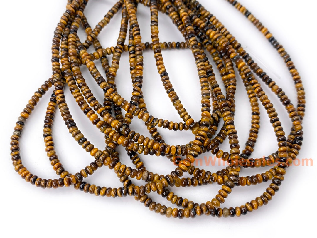 15.5" 2x4mm Natural yellow tiger eye rondelle heishi beads