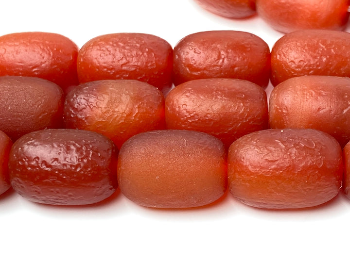 15" 12x17mm Matte/frosted red Agate barrel drum beads