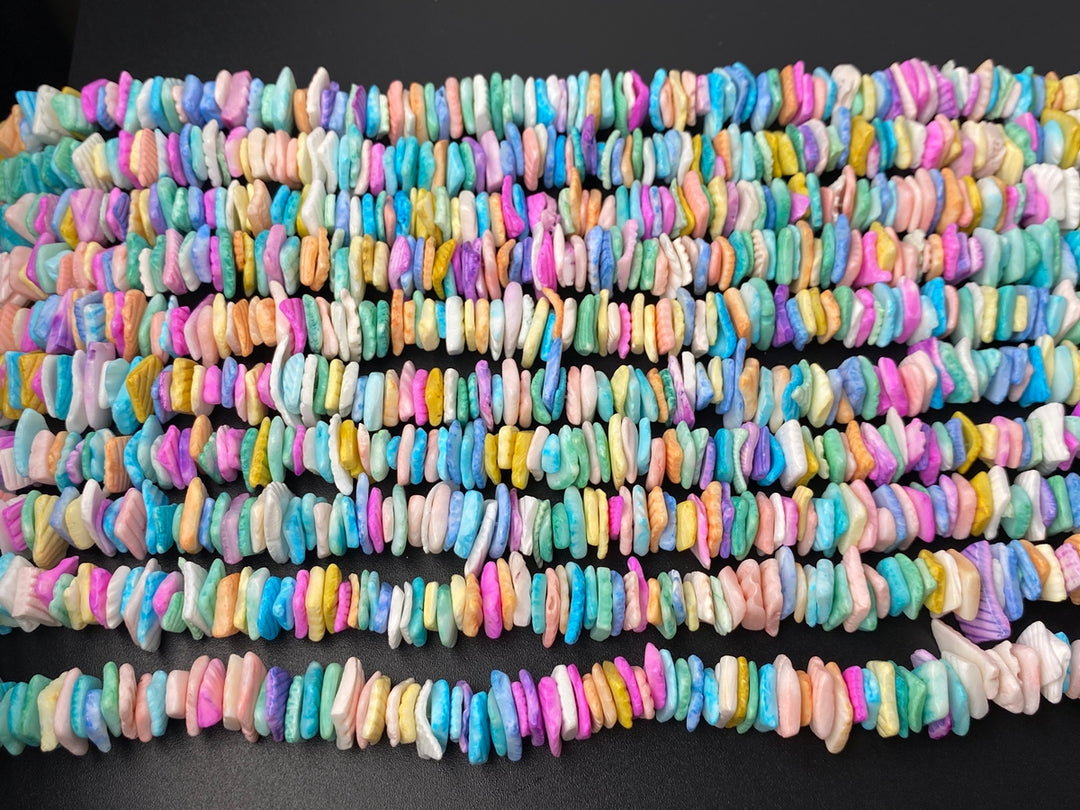 16" 8~12mm multi color shell flake chips beads strands